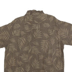 JOHN ASHFORD Mens Brown Leaf Pattern Rayon Shirt L Casual Summer Relaxed Fit