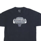 RUSSELL ATHLETIC Mens Black Huskies Football Graphic T-Shirt XL Crew Neck Short