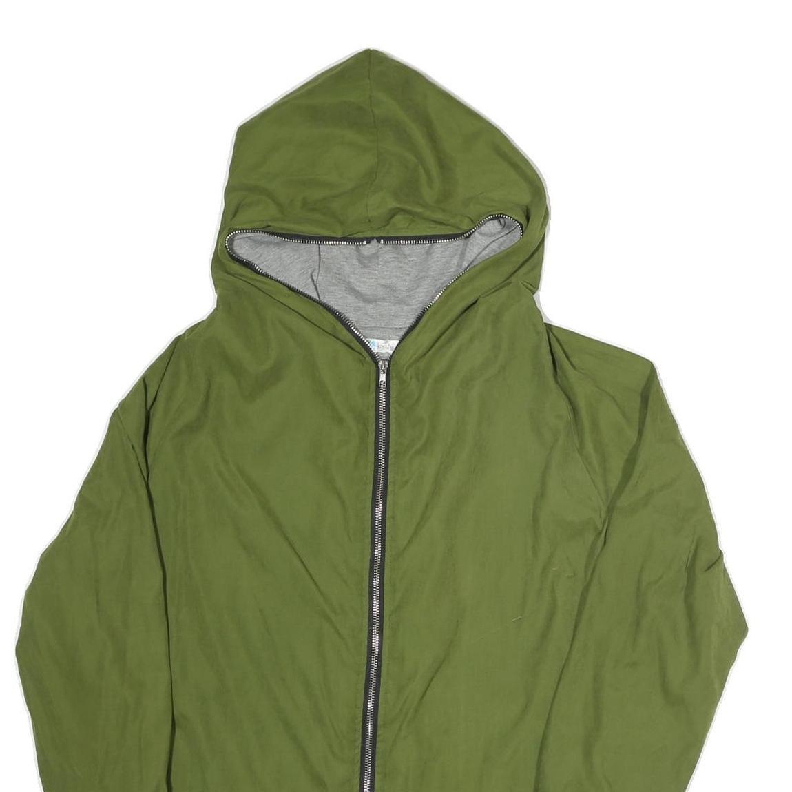 LESARA Womens Green Olive Hooded Jacket S Polyester Blend Casual Zip Up Hood