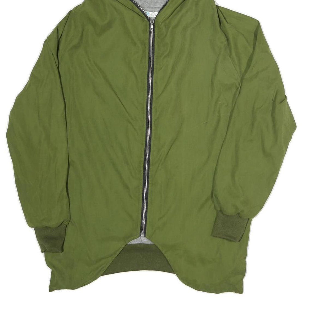 LESARA Womens Green Olive Hooded Jacket S Polyester Blend Casual Zip Up Hood