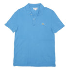 LACOSTE Mens Blue Short Sleeve Plain M Polo Shirt Cotton Blend Casual