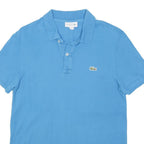 LACOSTE Mens Blue Short Sleeve Plain M Polo Shirt Cotton Blend Casual