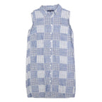TOMMY HILFIGER Womens Blue & White Patchwork Sleeveless Shirt Dress Cotton Blend