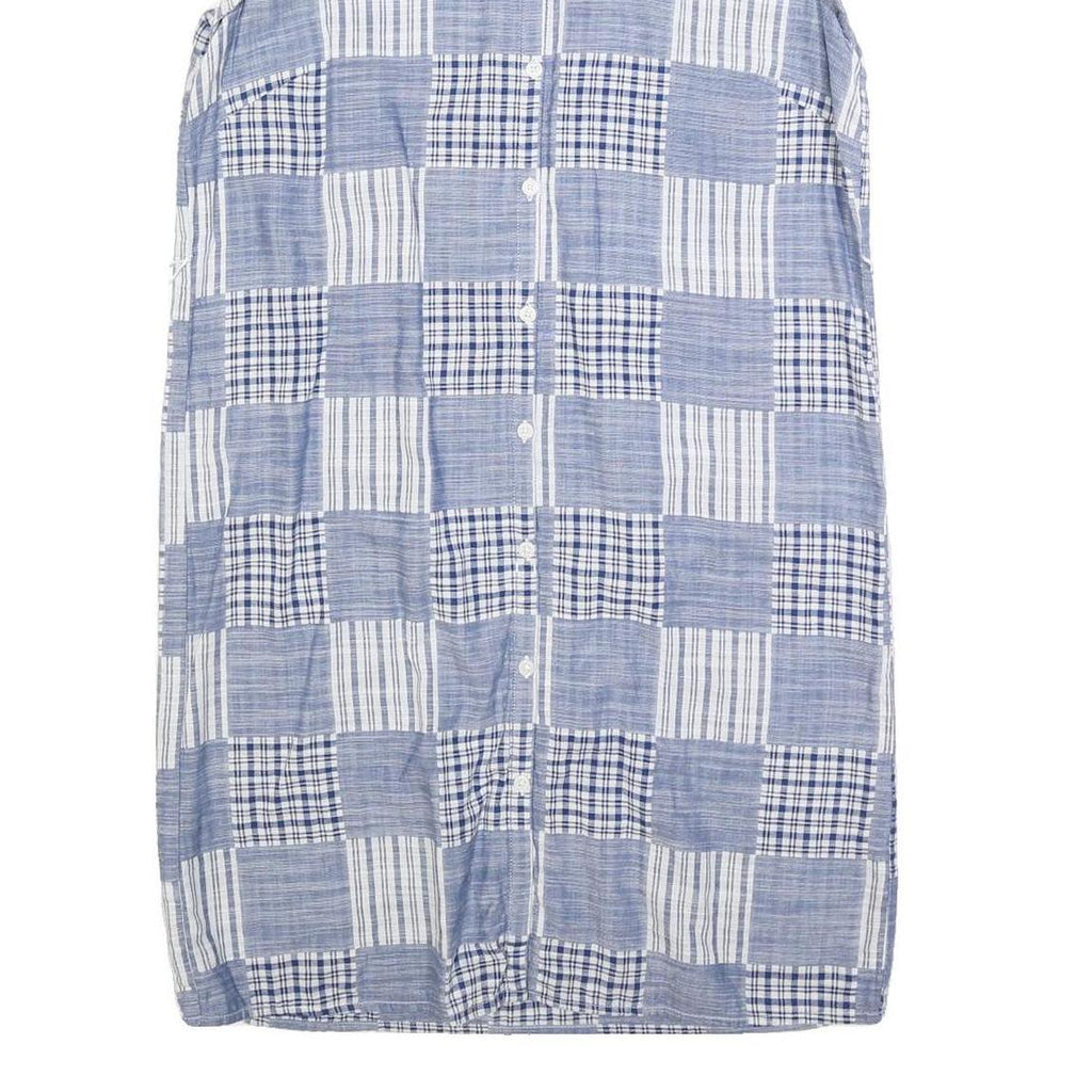 TOMMY HILFIGER Womens Blue & White Patchwork Sleeveless Shirt Dress Cotton Blend