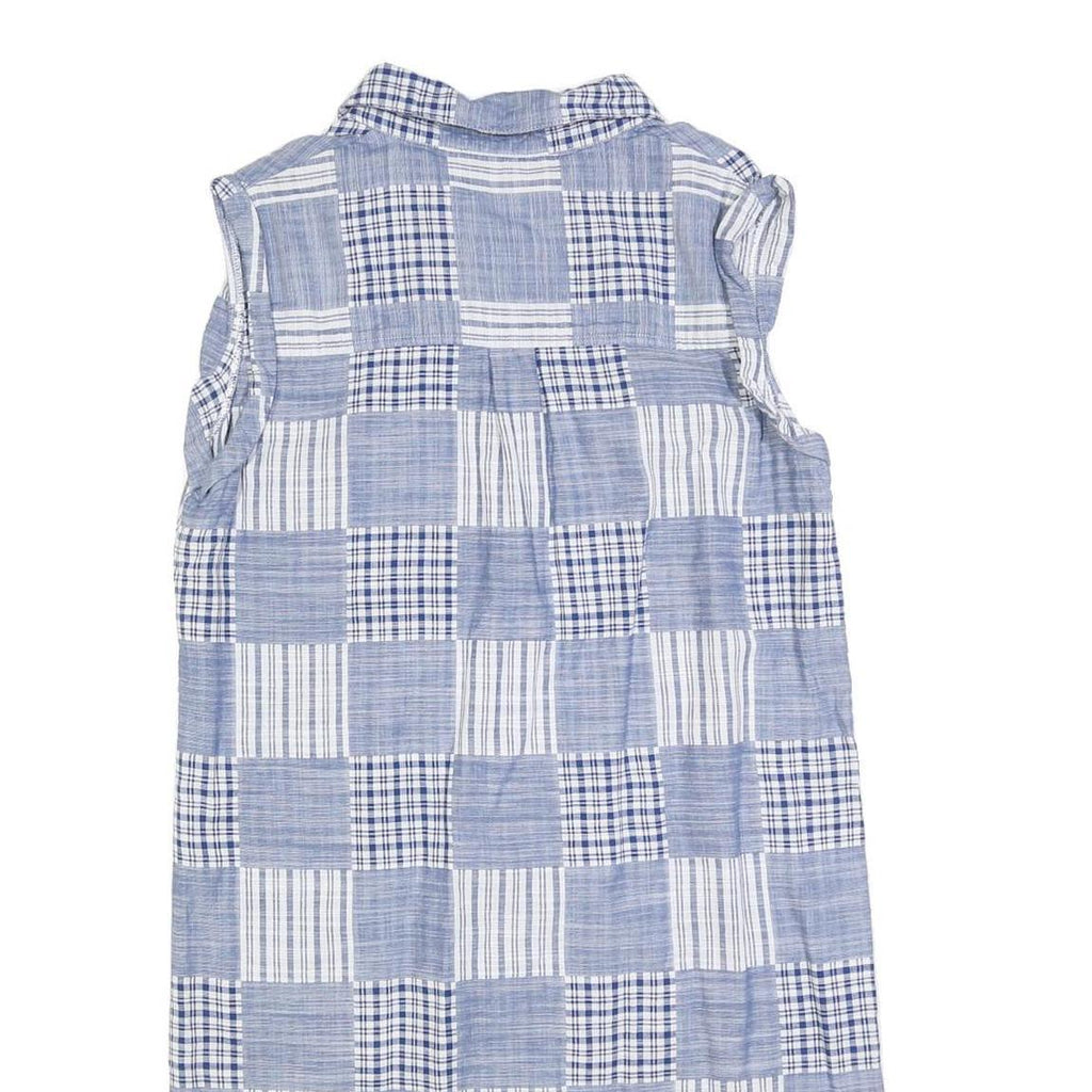 TOMMY HILFIGER Womens Blue & White Patchwork Sleeveless Shirt Dress Cotton Blend