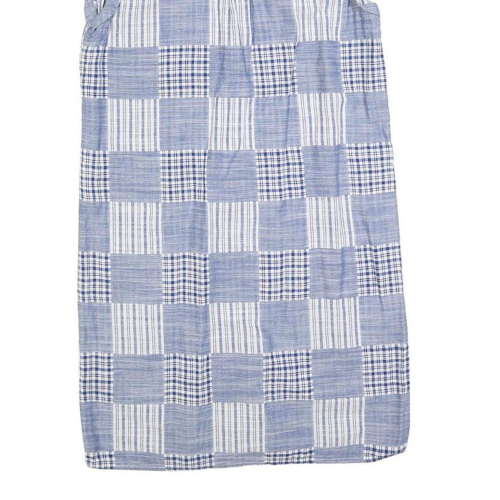 TOMMY HILFIGER Womens Blue & White Patchwork Sleeveless Shirt Dress Cotton Blend
