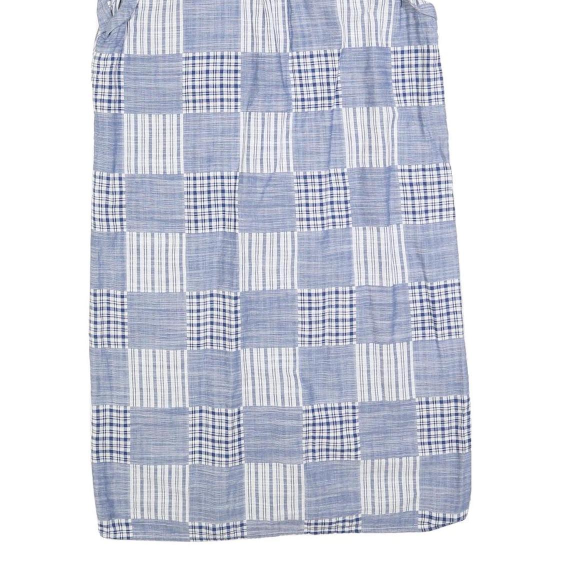 TOMMY HILFIGER Womens Blue & White Patchwork Sleeveless Shirt Dress Cotton Blend