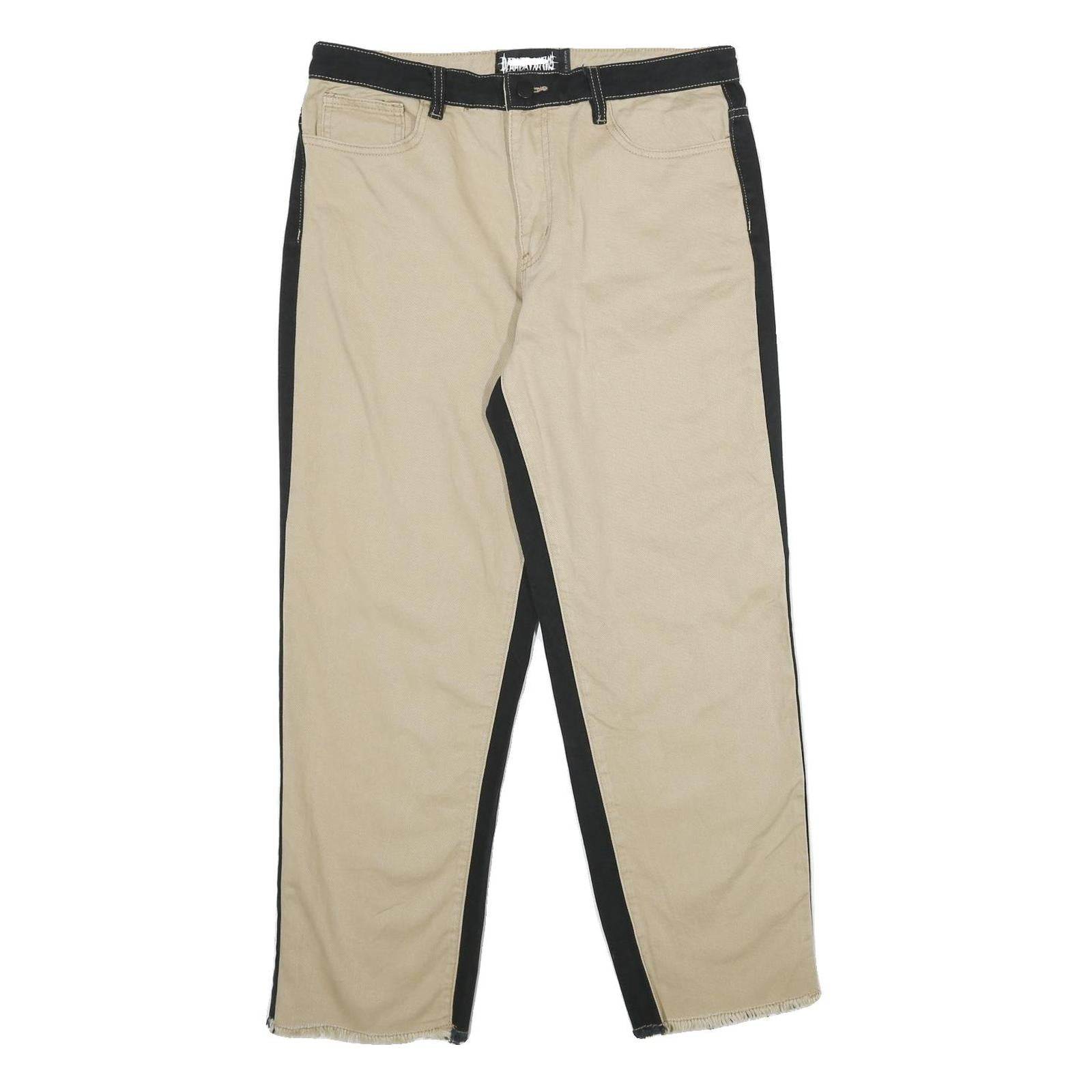 DARKER WAVES Womens Jeans Beige & Black Relaxed Straight Denim Medium W32 L28