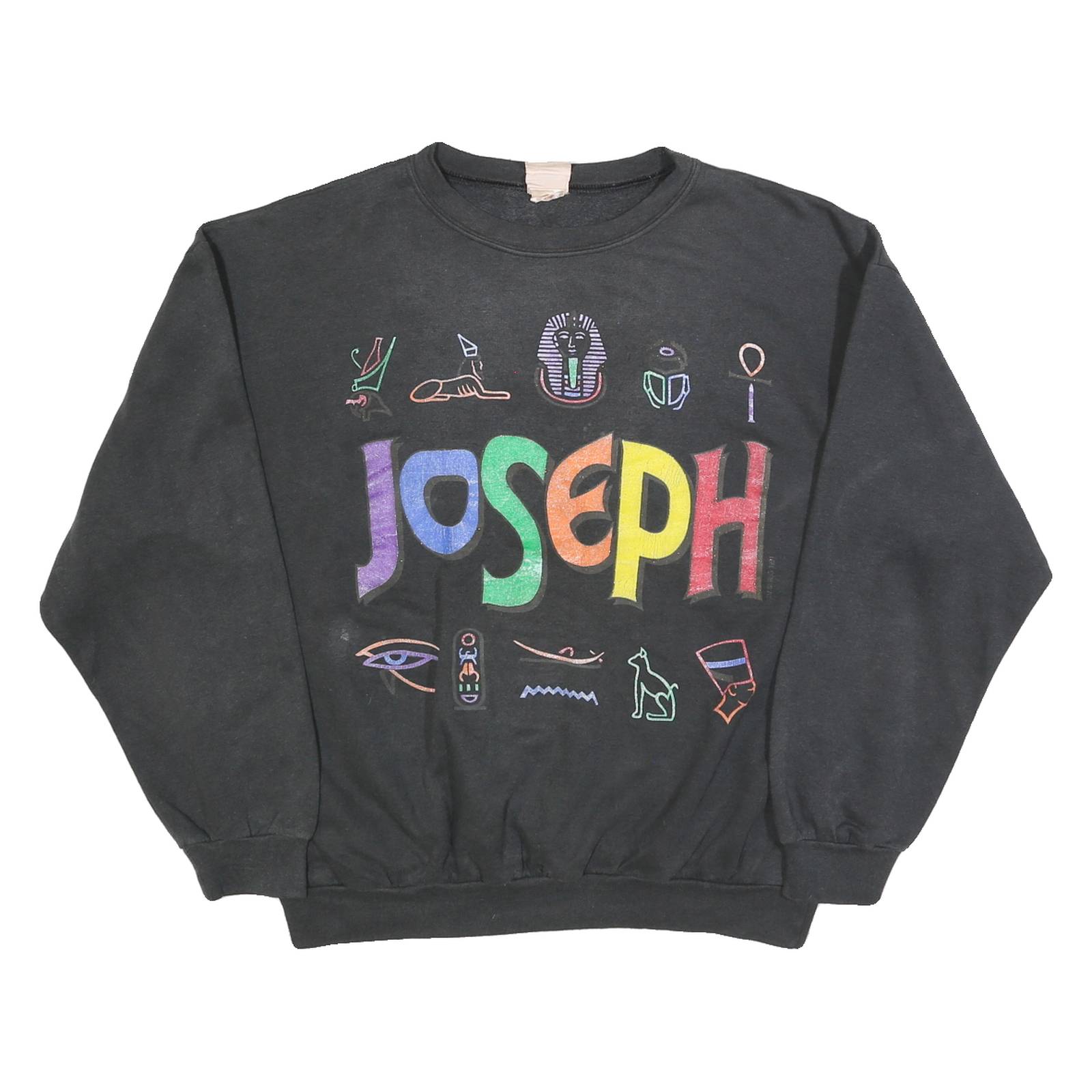 MILLENITEX Mens Black Joseph Crew Neck M Sweatshirt Colourful Print Pullover
