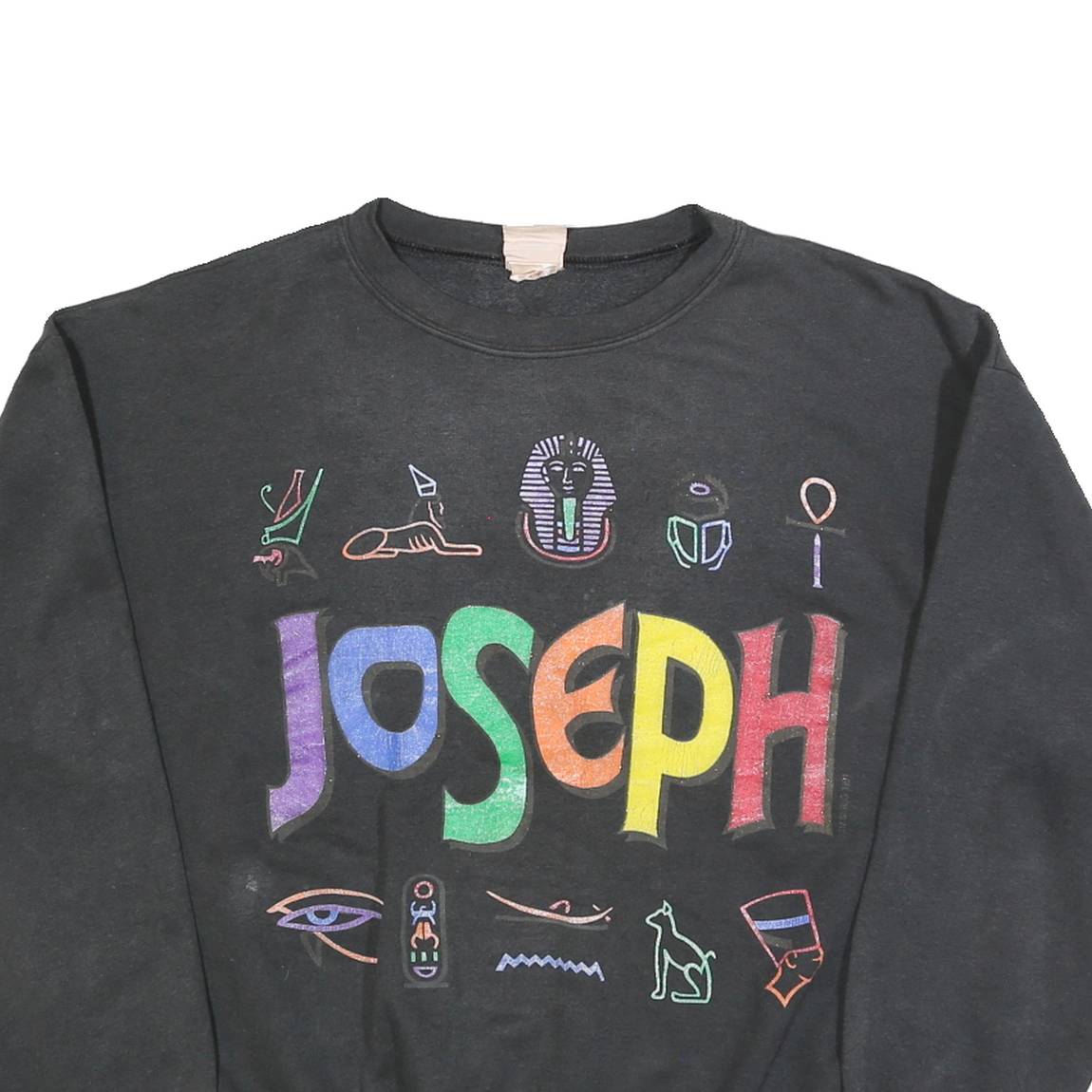 MILLENITEX Mens Black Joseph Crew Neck M Sweatshirt Colourful Print Pullover