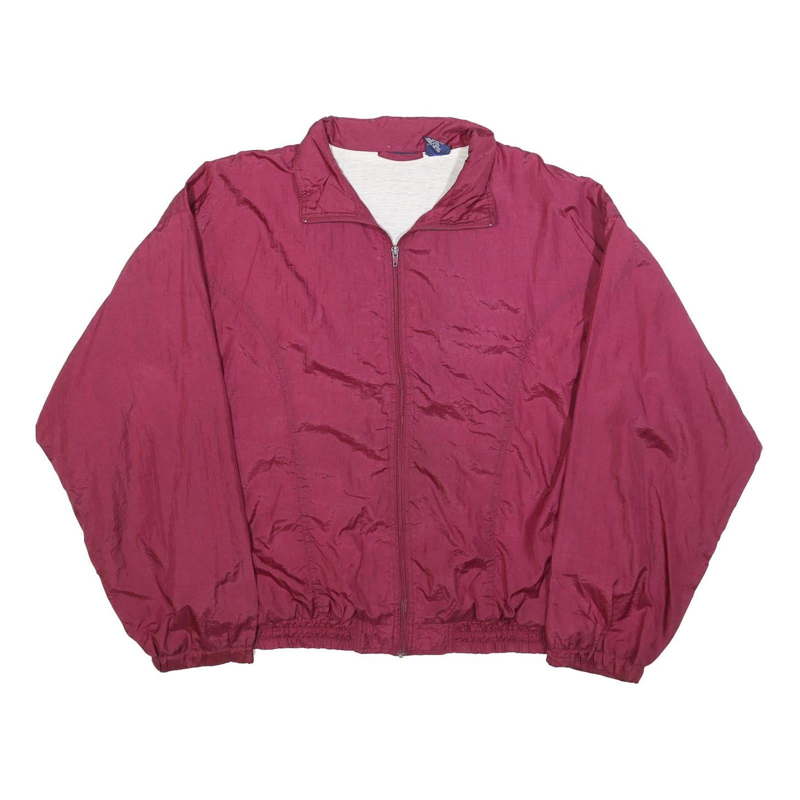 Mens Red Casual Zip Jacket 2XL Polyester Blend Plain Lightweight Outerwear