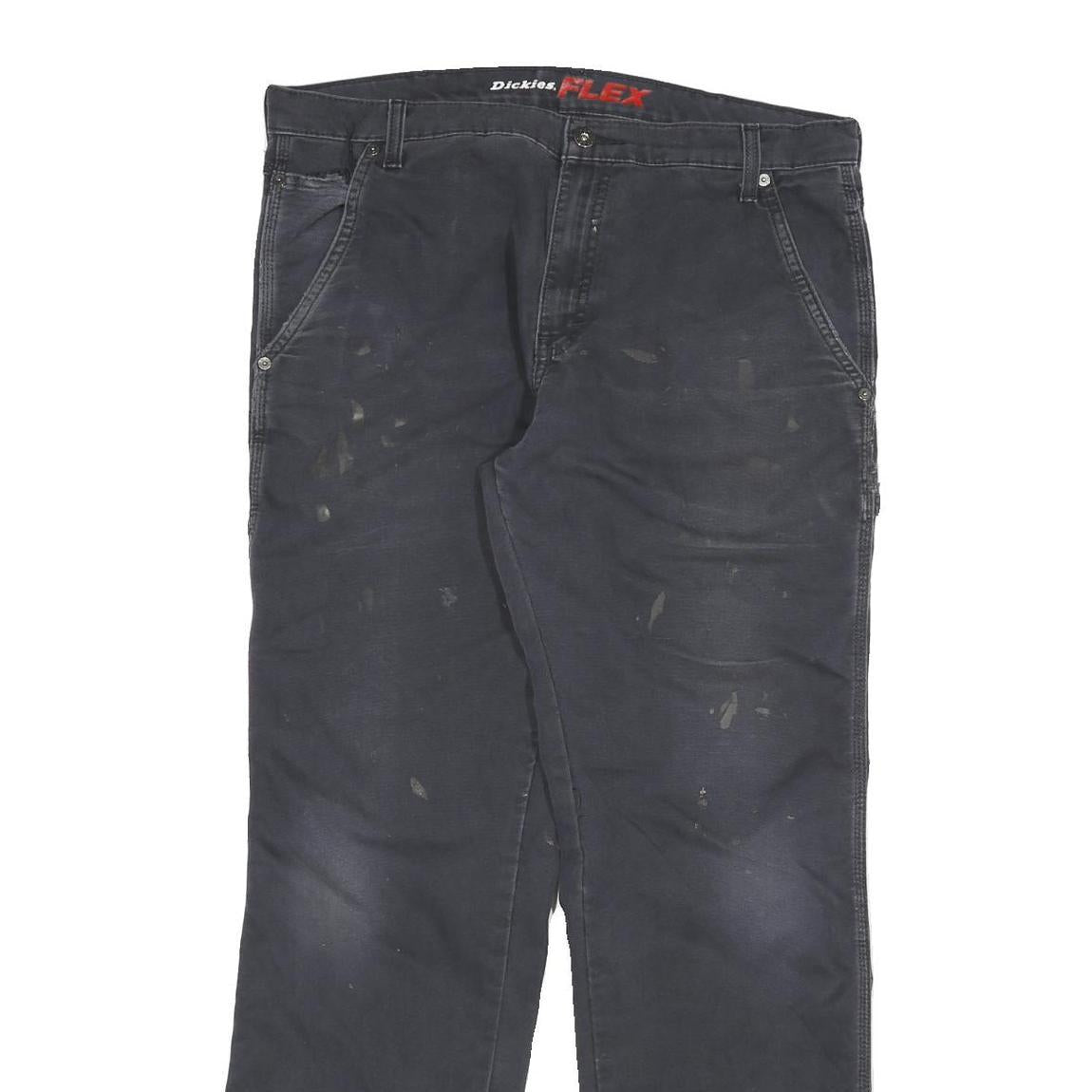 DICKIES Mens Cotton Blend Black Regular Fit Straight Leg Trousers W36 L32