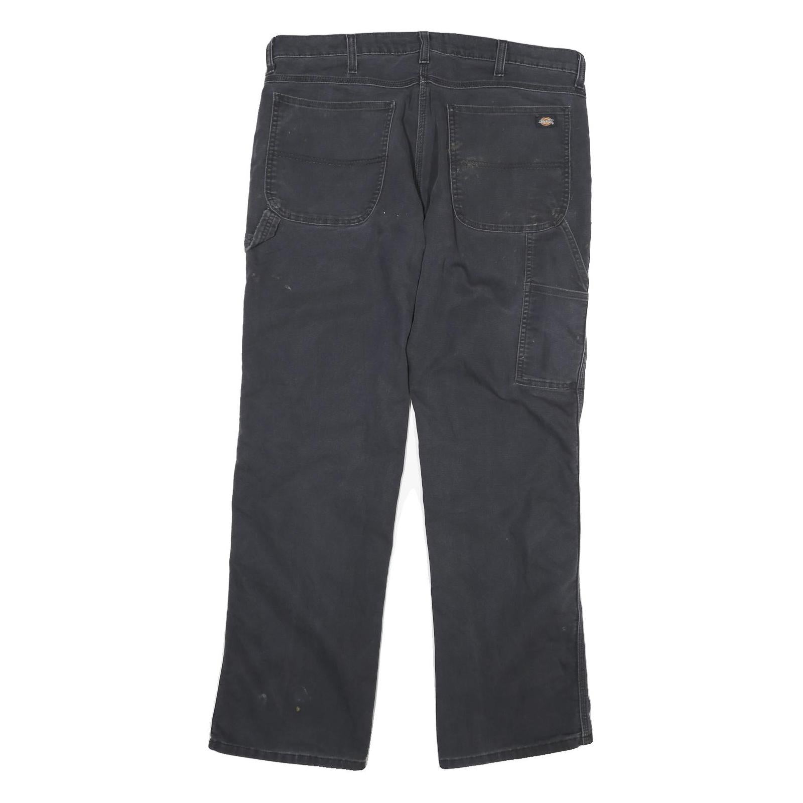 DICKIES Mens Cotton Blend Black Regular Fit Straight Leg Trousers W36 L32