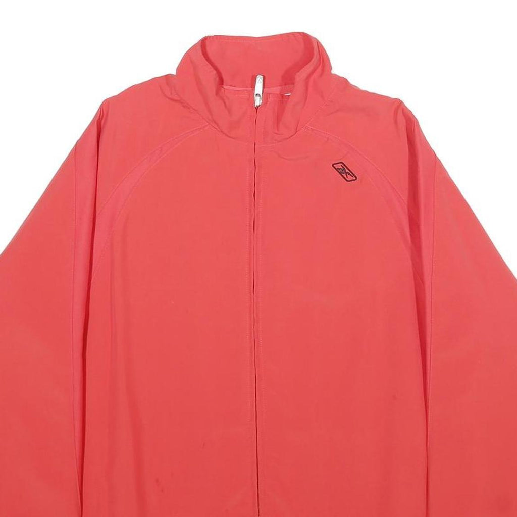 REEBOK Womens Coral Pink Jacket UK 14 Polyester Plain Zip Athletic Casual