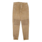 Womens Beige Cotton Blend Relaxed Drawstring Waist Trousers W28 L29 Casual