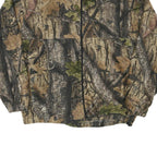 Mens Brown Green Camouflage Cotton Blend Zip Jacket XL Outdoor Plain