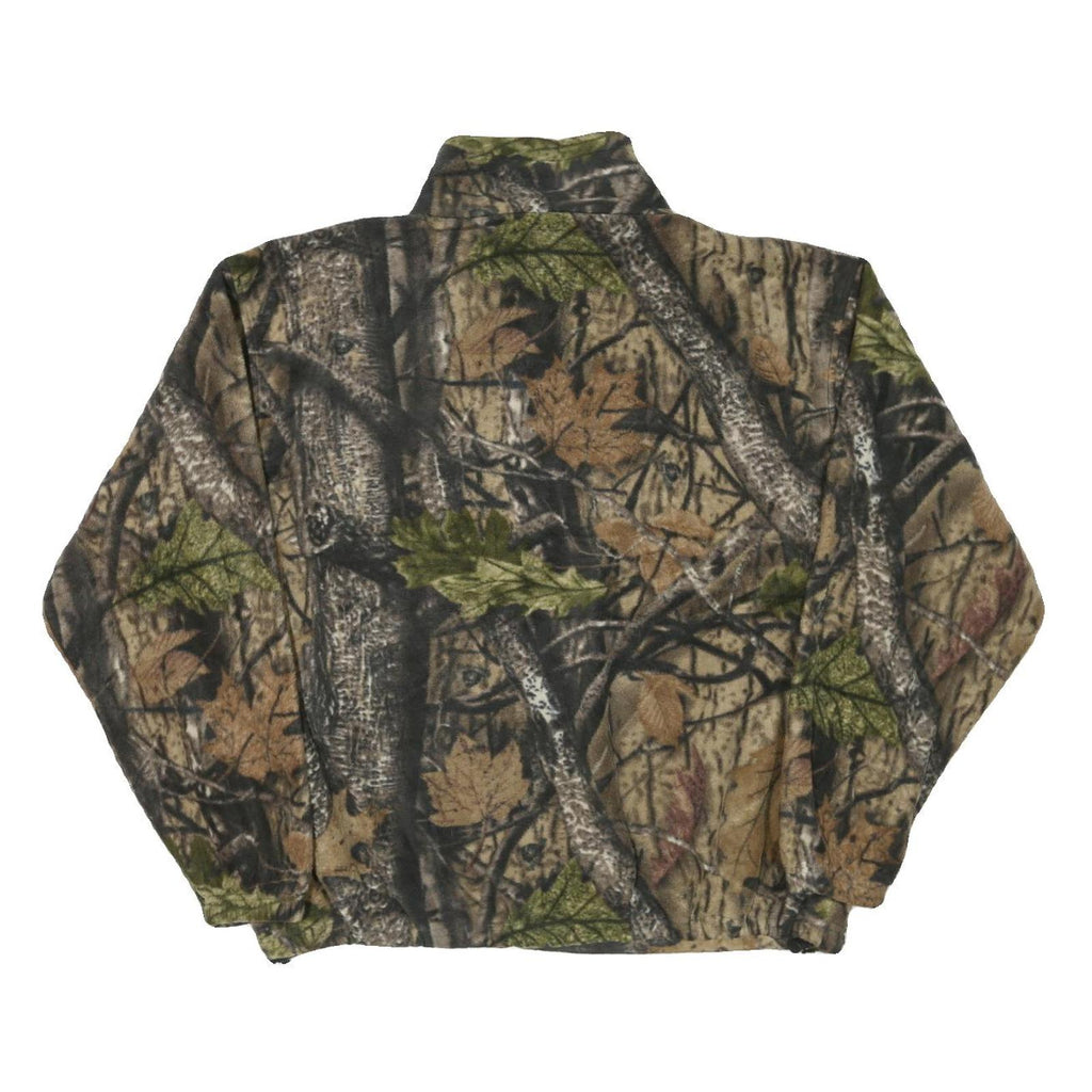 Mens Brown Green Camouflage Cotton Blend Zip Jacket XL Outdoor Plain