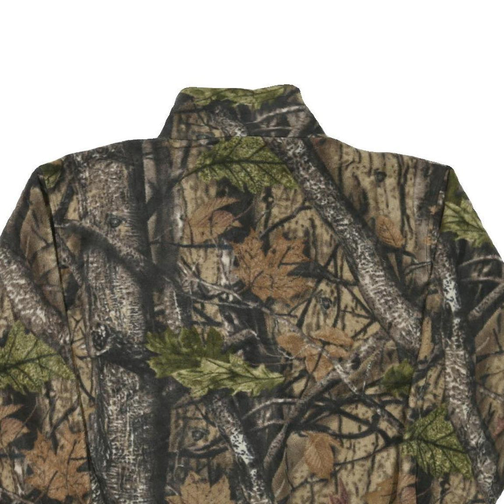 Mens Brown Green Camouflage Cotton Blend Zip Jacket XL Outdoor Plain