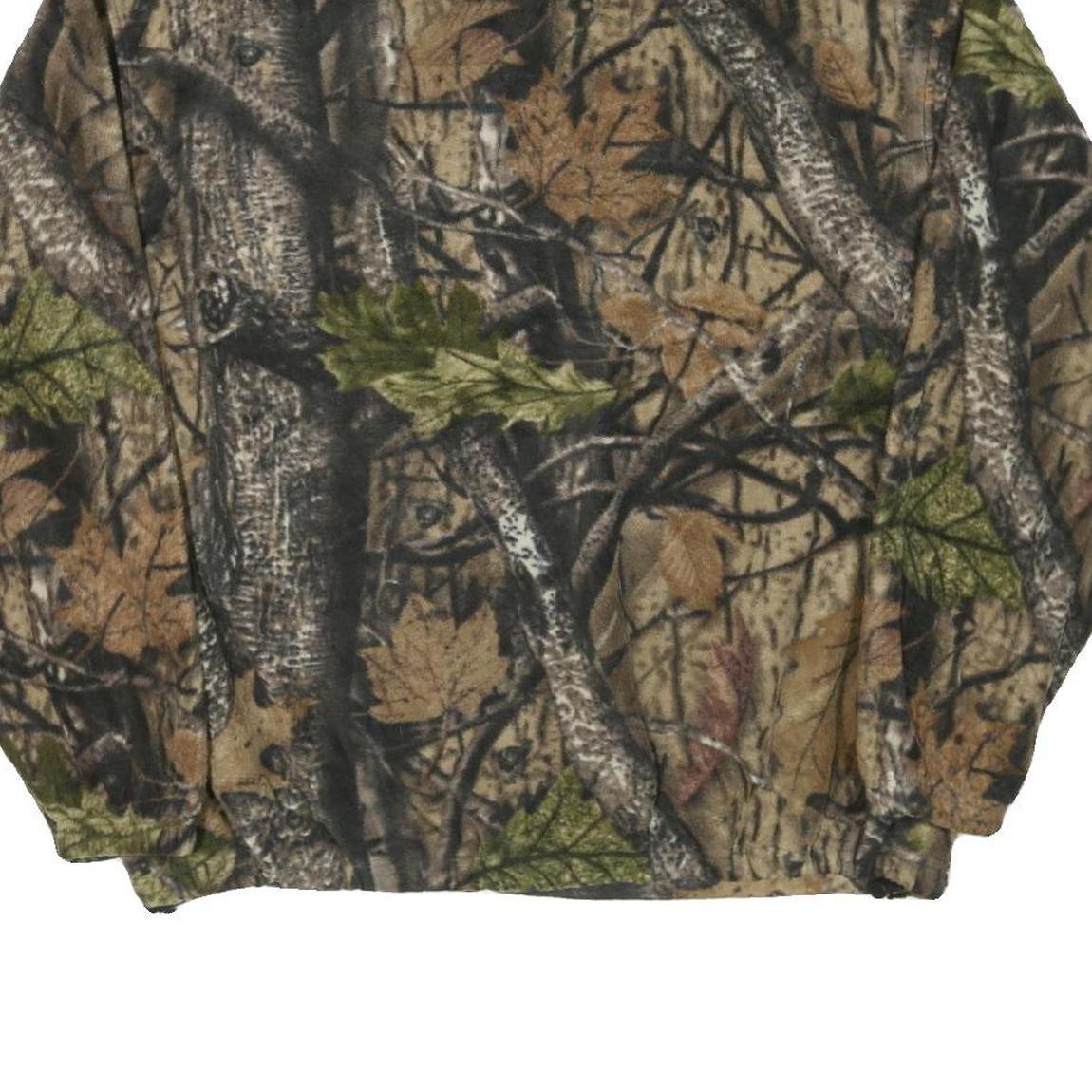 Mens Brown Green Camouflage Cotton Blend Zip Jacket XL Outdoor Plain