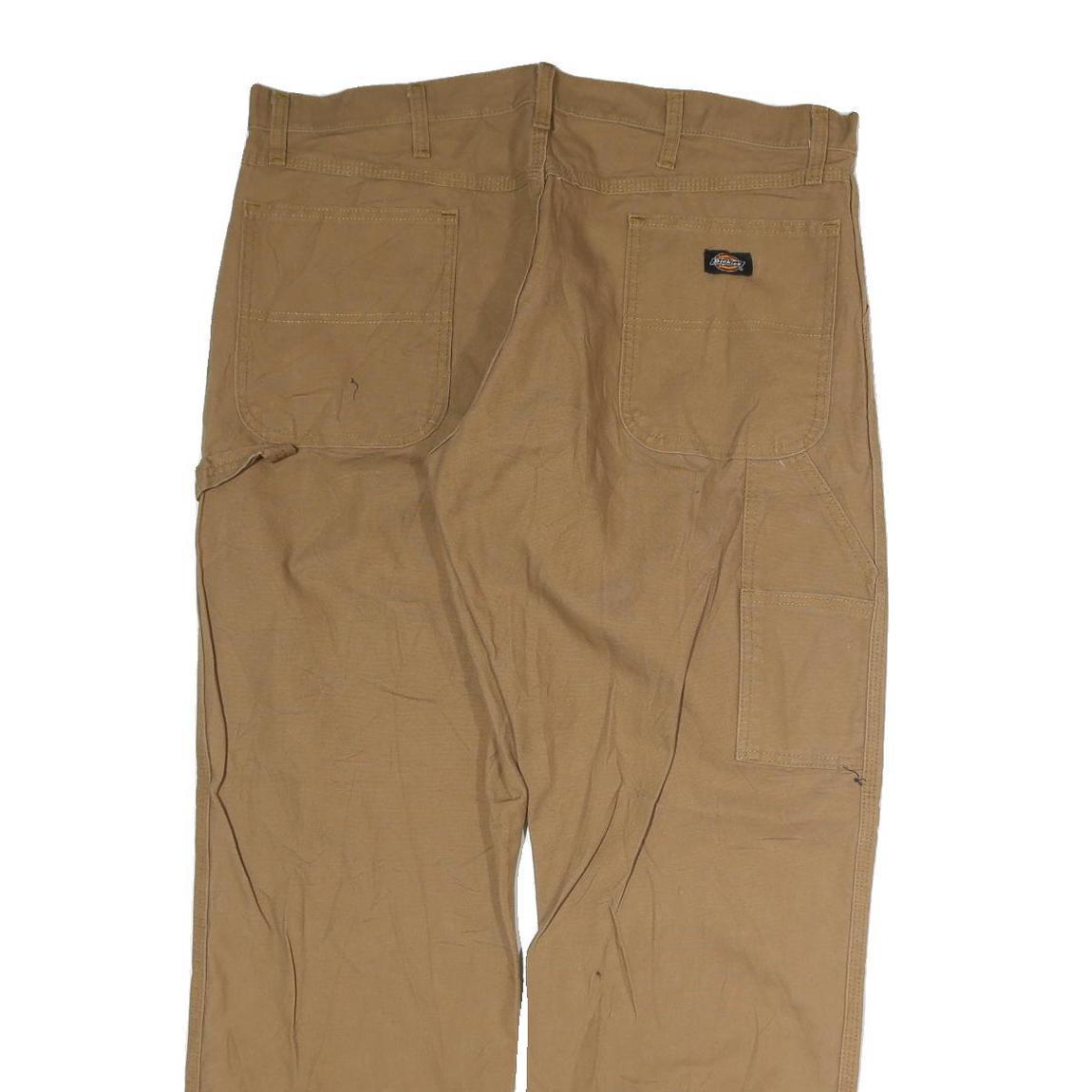 DICKIES Mens Beige Regular Straight Denim W36 L32 Workwear Zip Cotton Blend