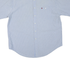 TOMMY HILFIGER Mens Blue Check Shirt XL Cotton Blend Button-Down Collar Short