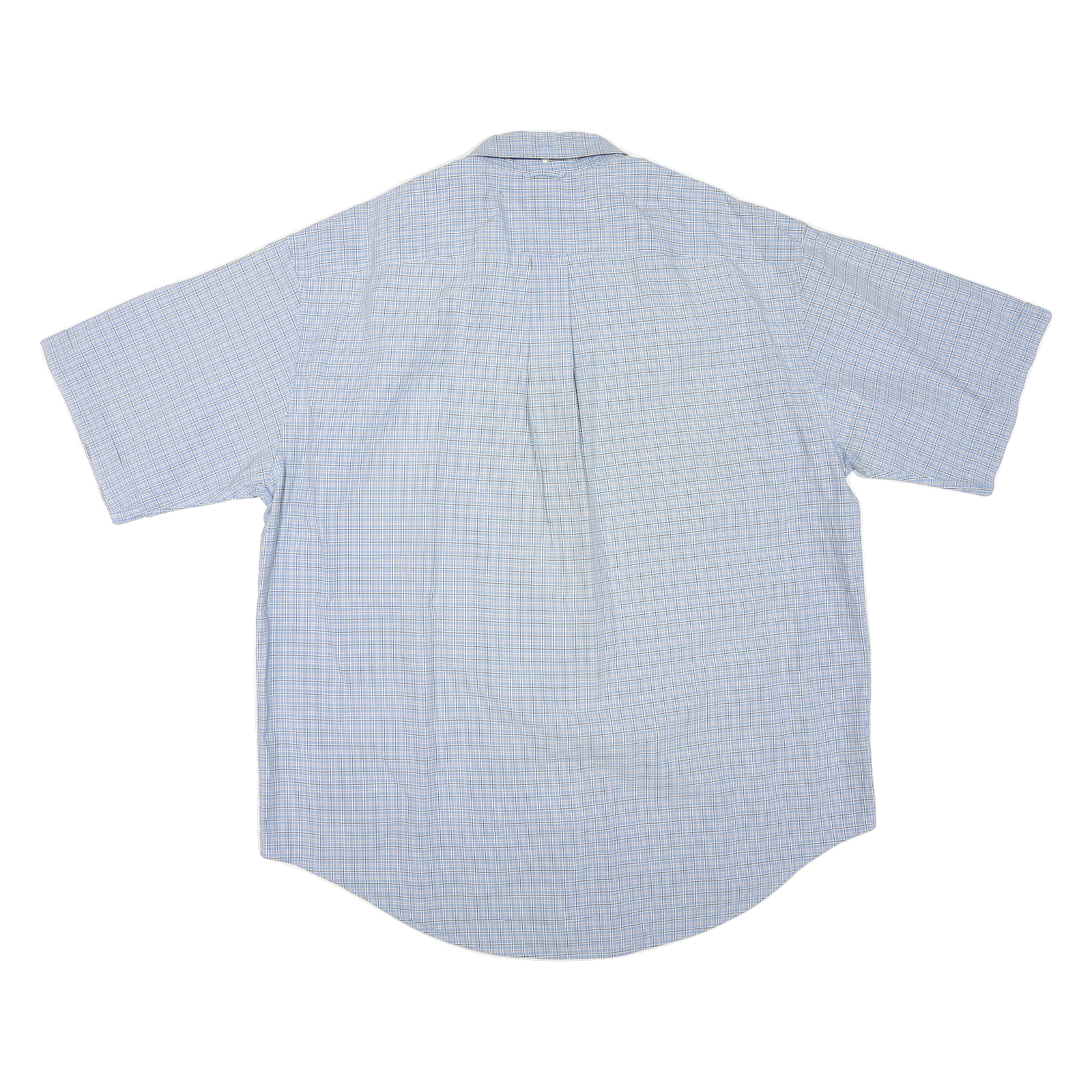 TOMMY HILFIGER Mens Blue Check Shirt XL Cotton Blend Button-Down Collar Short