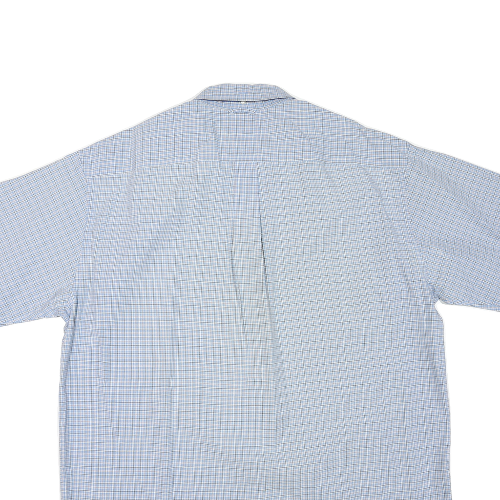 TOMMY HILFIGER Mens Blue Check Shirt XL Cotton Blend Button-Down Collar Short
