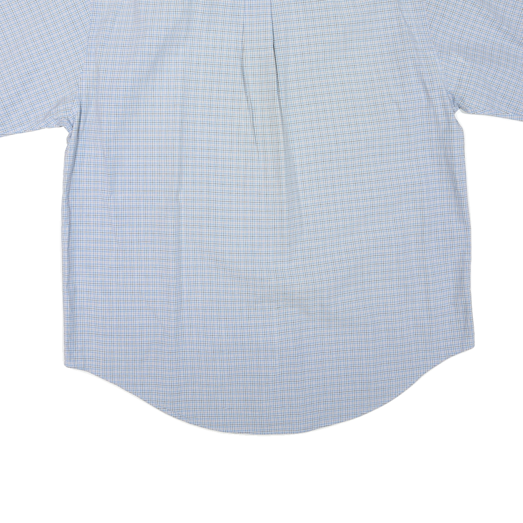 TOMMY HILFIGER Mens Blue Check Shirt XL Cotton Blend Button-Down Collar Short