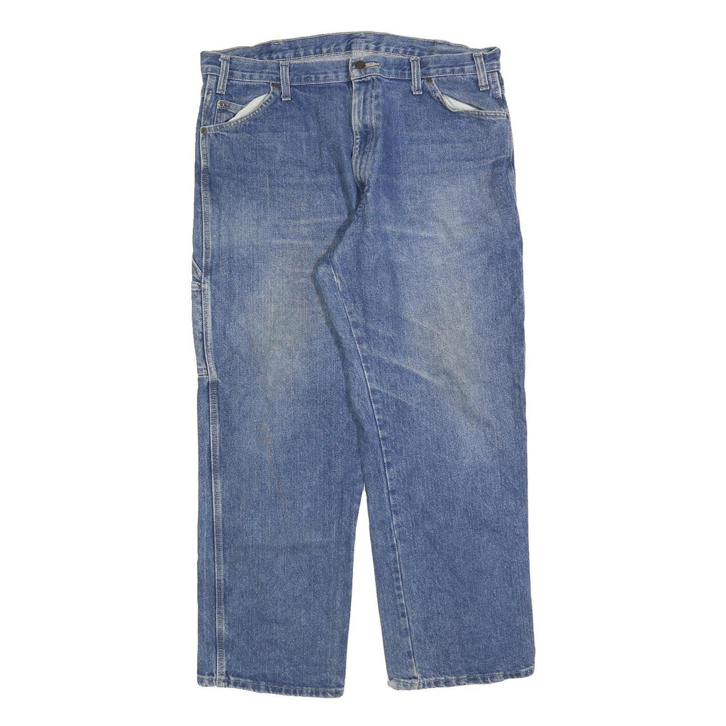 DICKIES Mens Relaxed Blue Denim Jeans W38 L30 Workwear Carpenter Style Zip
