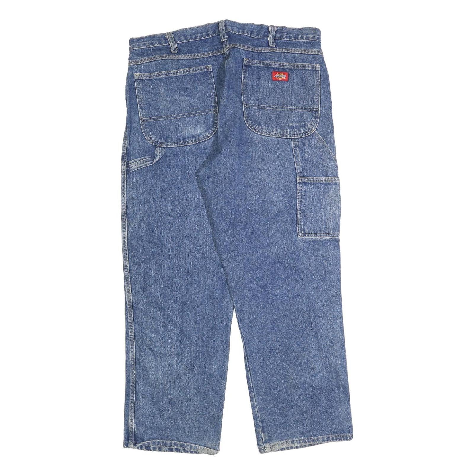 DICKIES Mens Relaxed Blue Denim Jeans W38 L30 Workwear Carpenter Style Zip