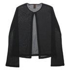 RAPPA Womens Black Sheer Open Front Top Long Sleeve Round Neck S Mesh