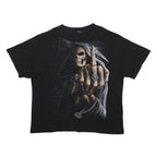 SPIRAL Mens Black Graphic T-Shirt 3XL Short Sleeve Crew Neck Gothic Skeleton