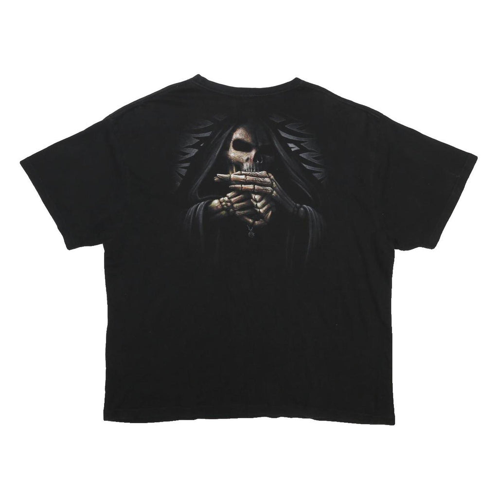 SPIRAL Mens Black Graphic T-Shirt 3XL Short Sleeve Crew Neck Gothic Skeleton