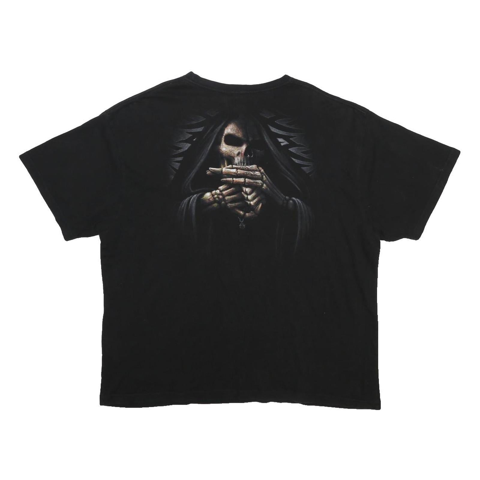 SPIRAL Mens Black Graphic T-Shirt 3XL Short Sleeve Crew Neck Gothic Skeleton