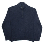 CALVIN KLEIN JEANS Mens Jumper Blue 1/4 Zip Tight Knit XL
