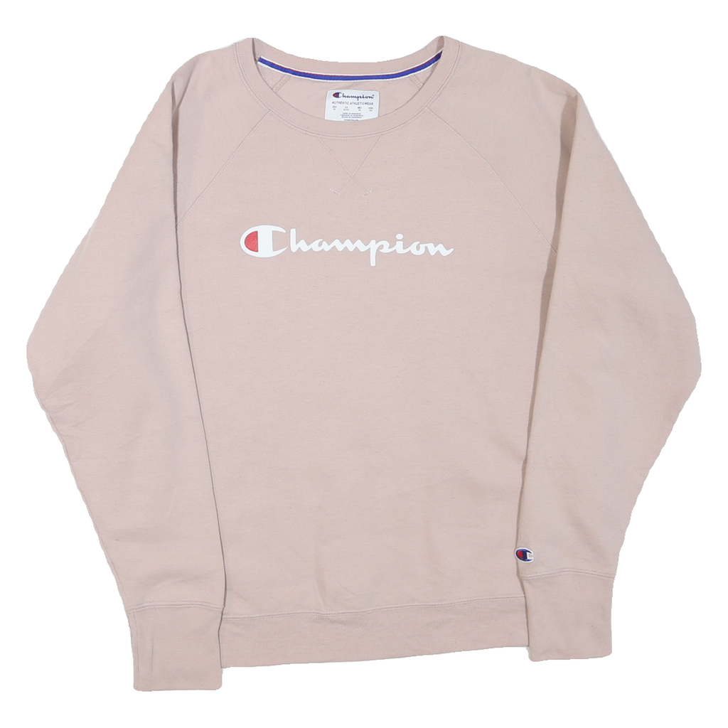 CHAMPION Womens Beige Cotton Blend Crew Neck Sweatshirt XL Classic Logo Pullover