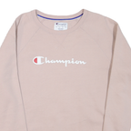 CHAMPION Womens Beige Cotton Blend Crew Neck Sweatshirt XL Classic Logo Pullover