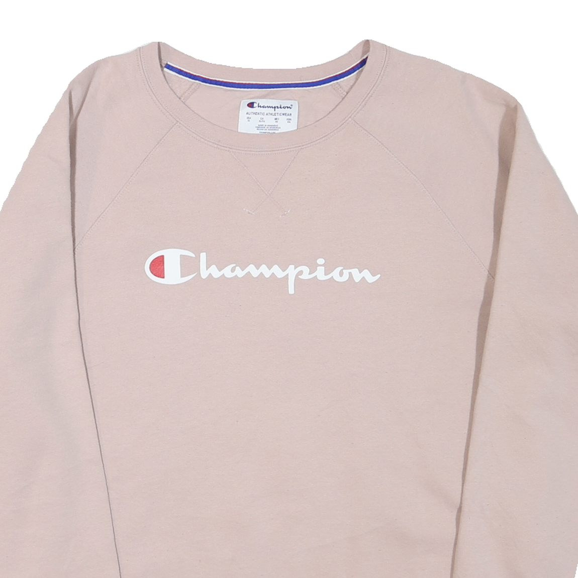 CHAMPION Womens Beige Cotton Blend Crew Neck Sweatshirt XL Classic Logo Pullover