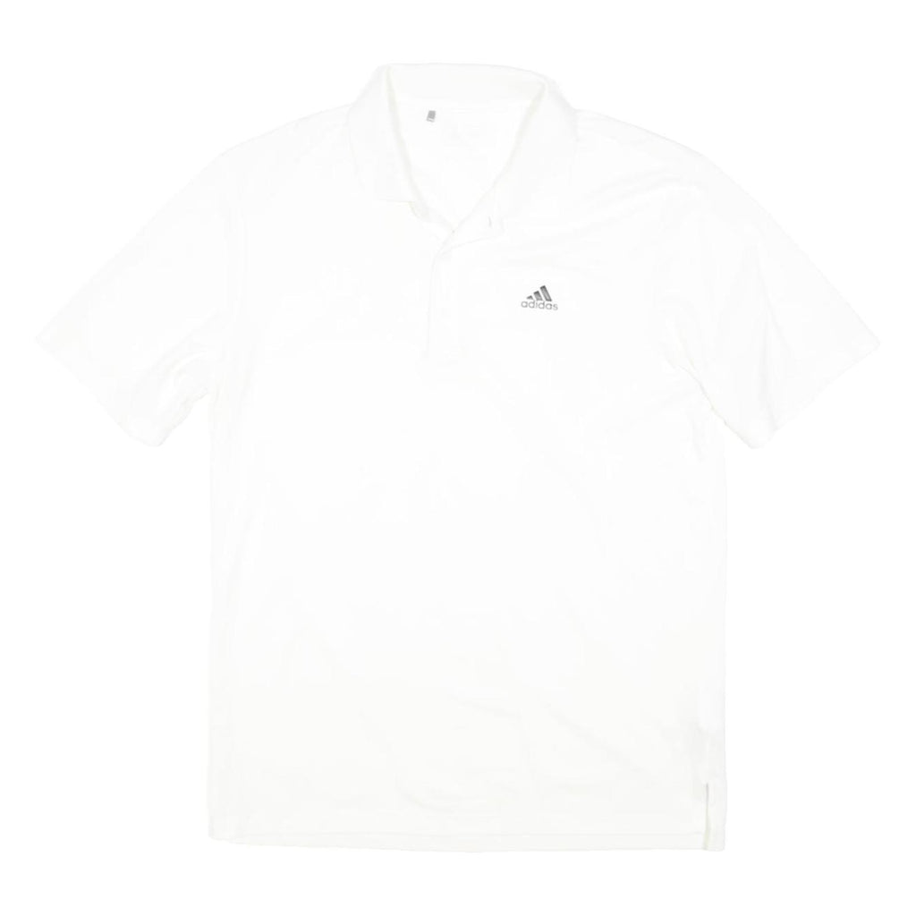 ADIDAS Mens White Short Sleeve Plain S Cotton Blend Polo Shirt Sports Casual