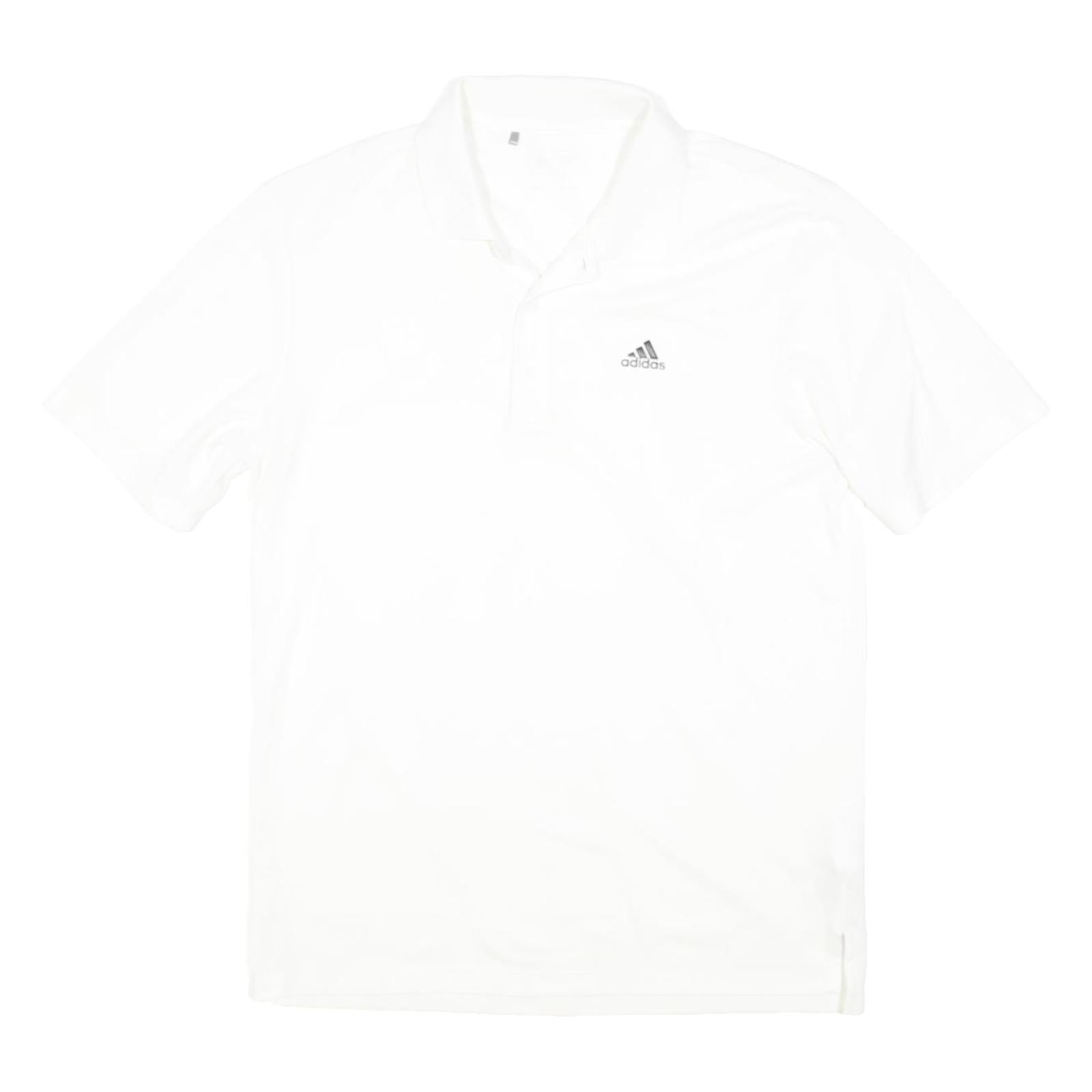 ADIDAS Mens White Short Sleeve Plain S Cotton Blend Polo Shirt Sports Casual