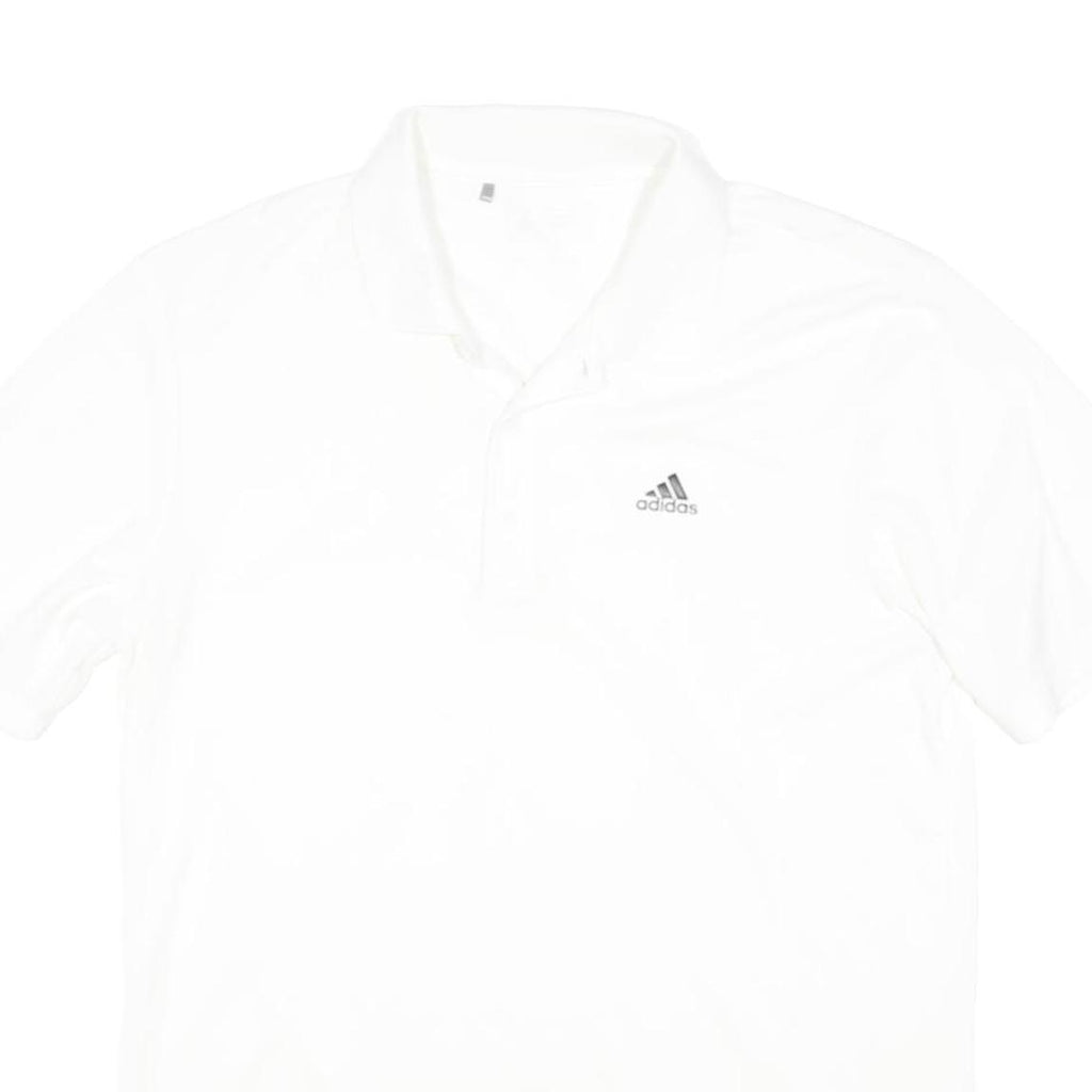 ADIDAS Mens White Short Sleeve Plain S Cotton Blend Polo Shirt Sports Casual