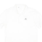 ADIDAS Mens White Short Sleeve Plain S Cotton Blend Polo Shirt Sports Casual