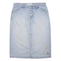 TOMMY HILFIGER Womens Blue Denim Mini Cotton Patchwork Skirt M Button Closure