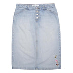 TOMMY HILFIGER Womens Blue Denim Mini Cotton Patchwork Skirt M Button Closure