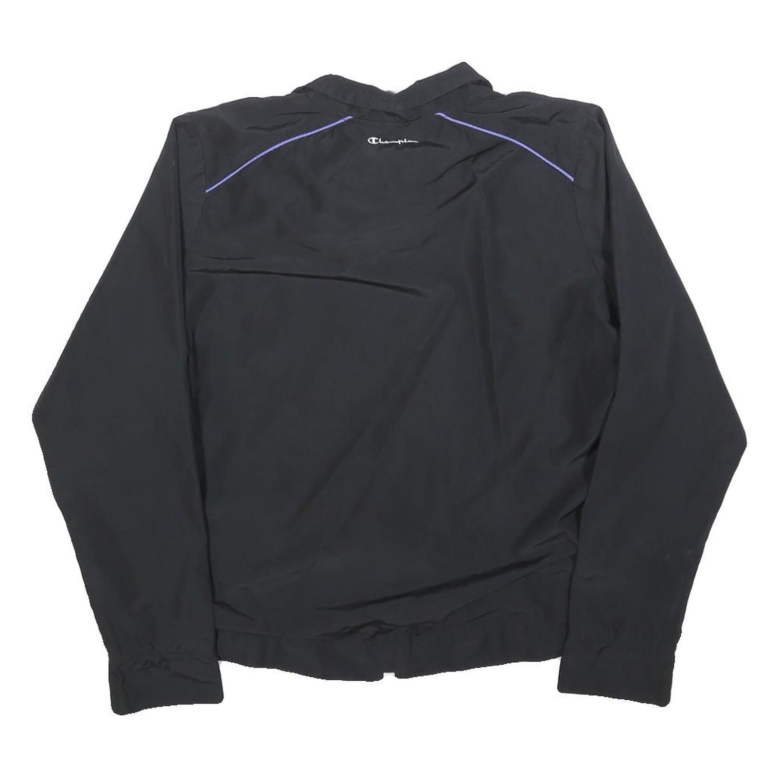 CHAMPION Womens Black & White Athletic Jacket M Polyester Blend Zip Plain