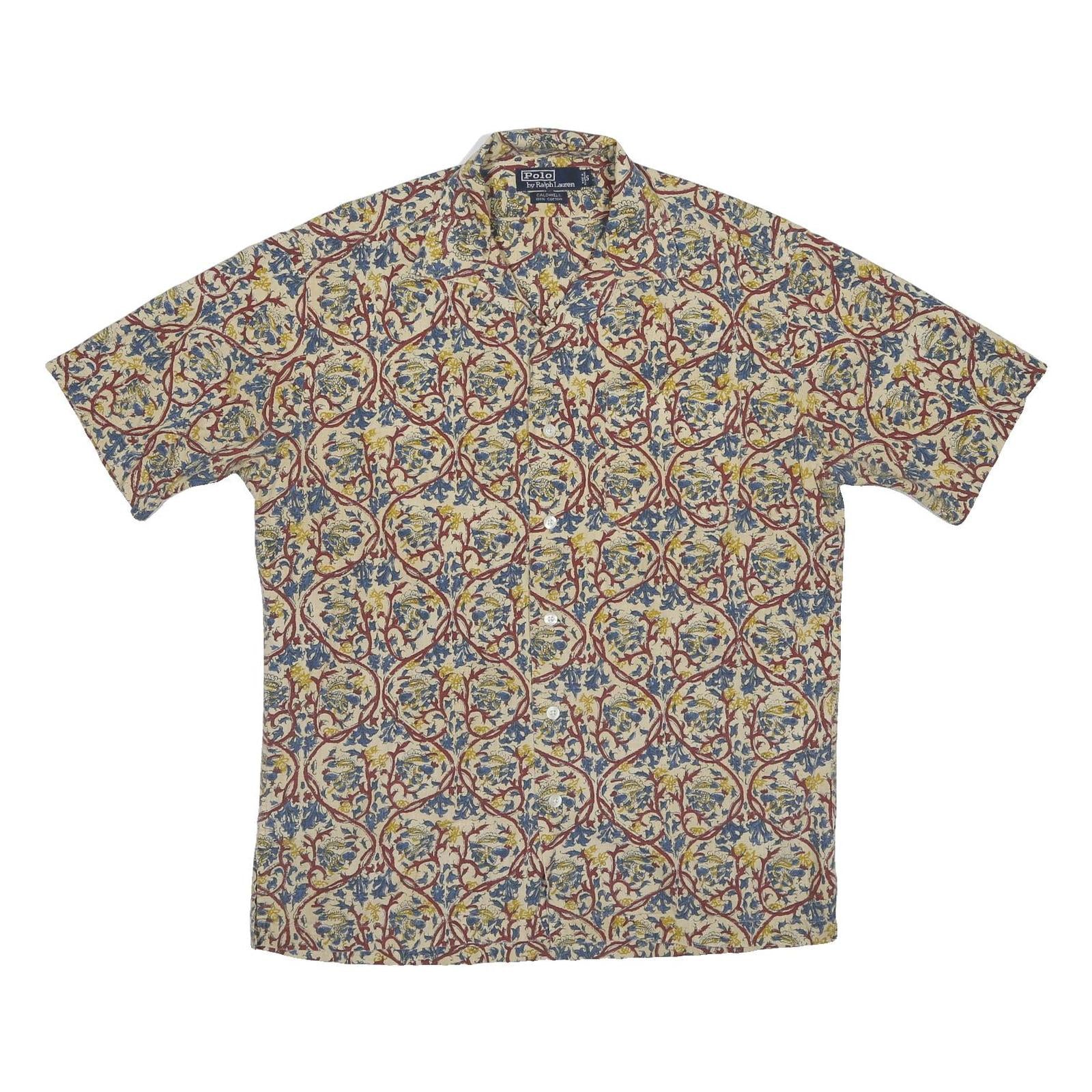 POLO RALPH LAUREN Caldwell Mens Cream Printed Shirt S Cotton Patterned Summer