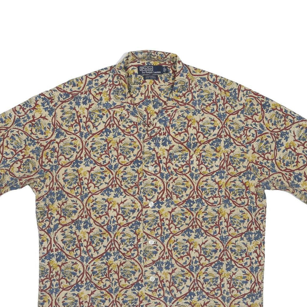 POLO RALPH LAUREN Caldwell Mens Cream Printed Shirt S Cotton Patterned Summer