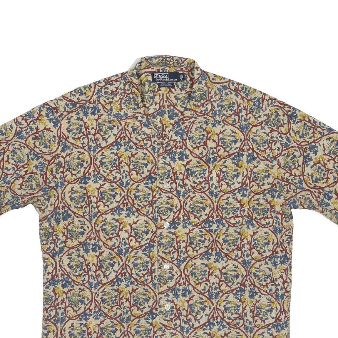 POLO RALPH LAUREN Caldwell Mens Cream Printed Shirt S Cotton Patterned Summer