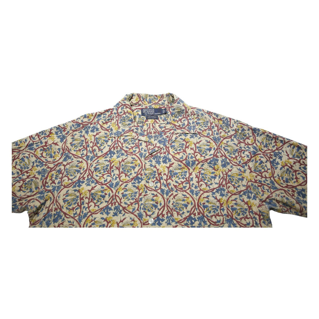POLO RALPH LAUREN Caldwell Mens Cream Printed Shirt S Cotton Patterned Summer