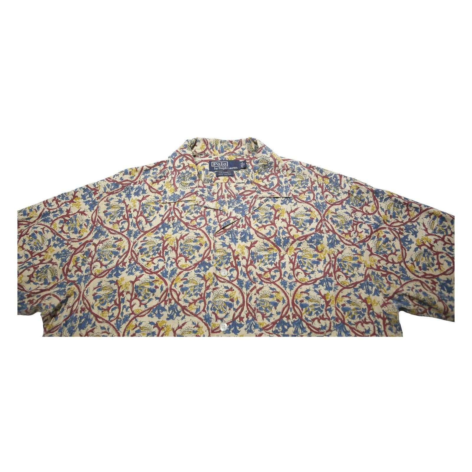 POLO RALPH LAUREN Caldwell Mens Cream Printed Shirt S Cotton Patterned Summer